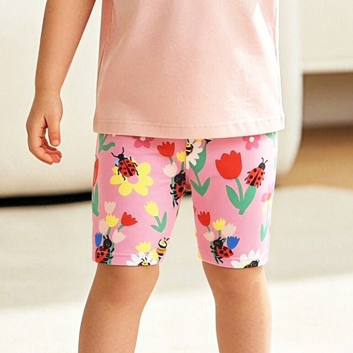 Toddler/Kid Girl's Summer Cotton Pink Shorts with Floral Print Design