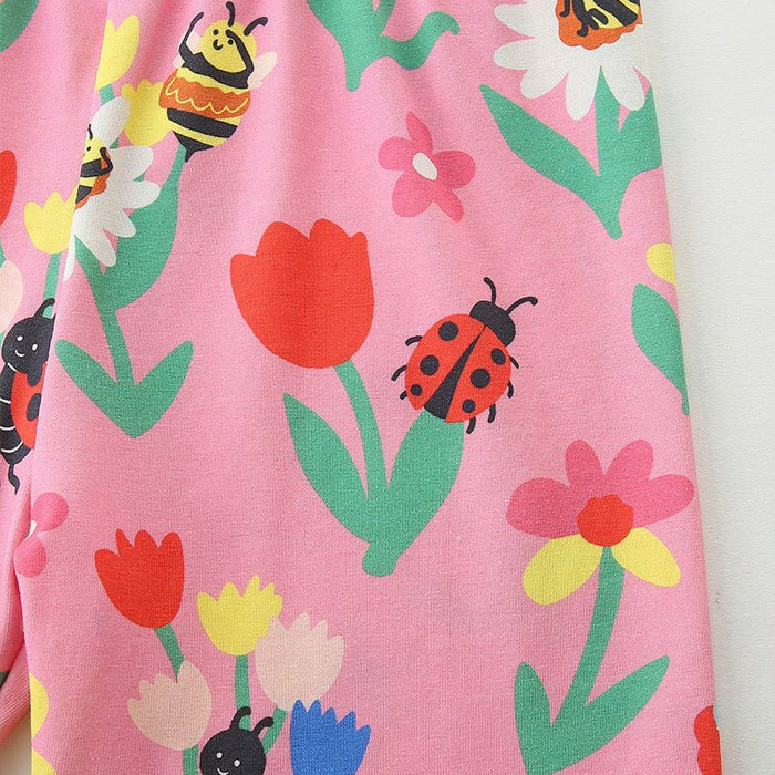 Toddler/Kid Girl's Summer Cotton Pink Shorts with Floral Print Design