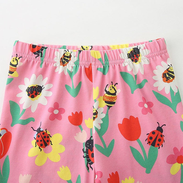 Toddler/Kid Girl's Summer Cotton Pink Shorts with Floral Print Design
