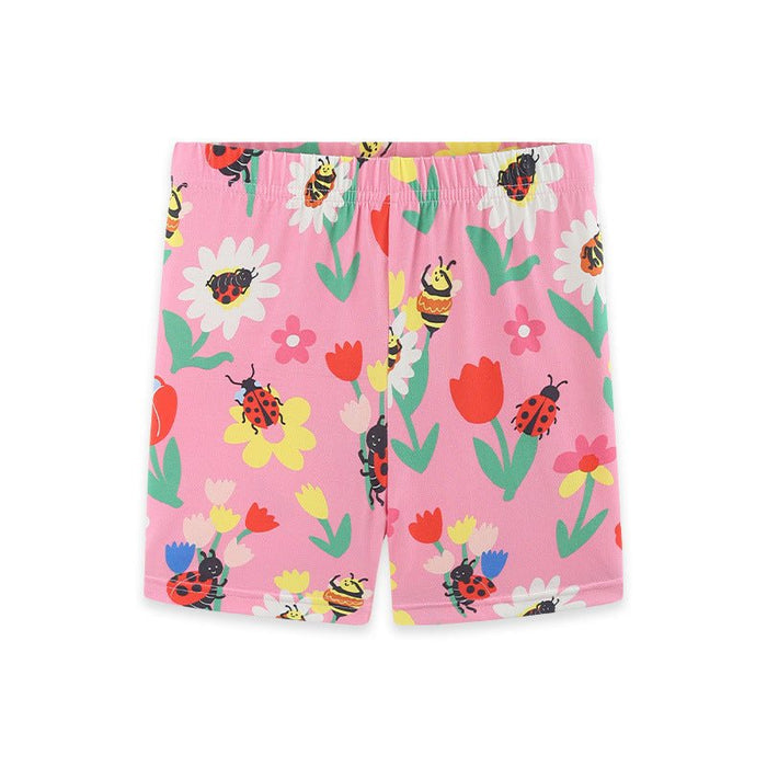 Toddler/Kid Girl's Summer Cotton Pink Shorts with Floral Print Design