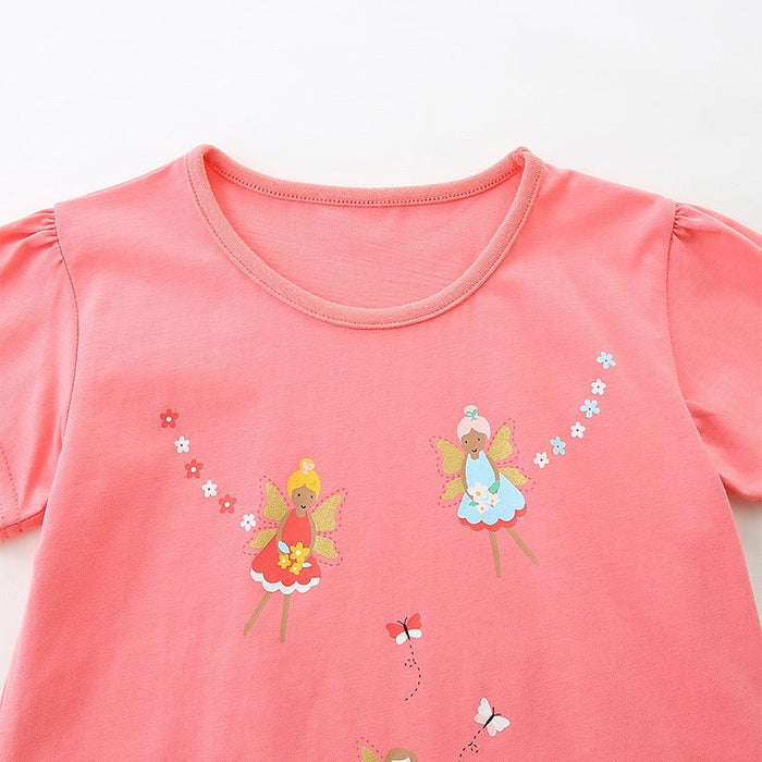 Toddler/Kid Girl's Summer Cotton T-shirt with Cute Fairy & Flower Print