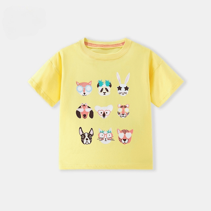 Toddler/Kid Girl's Yellow Cute Animal Print Short Sleeve T-Shirt