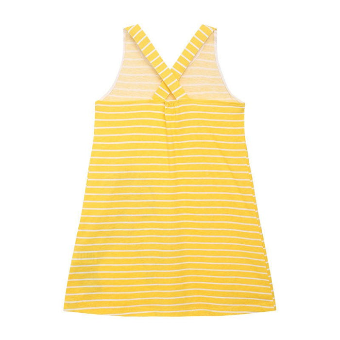 Toddler/Kid Girl's Yellow Striped Sleeveless Dress with Unicorn Design