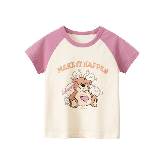 Toddler/Kid "Make It Happen" Bear Print T-shirt (2 Colors)