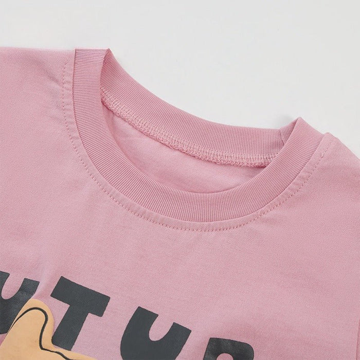 Toddler/Kid Pink Cat with Bow Casual Cotton T-Shirt