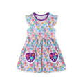 Toddler/Kid Purple Trim Heart Pocket Floral Casual Dress