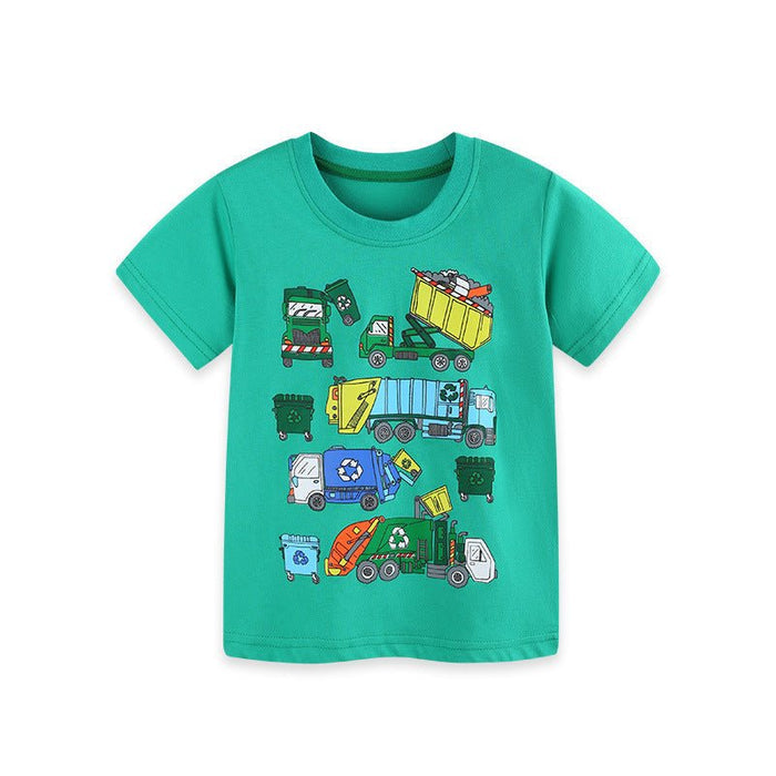 Toddler/Kid Recycling Vehicle Cotton Green T-shirt