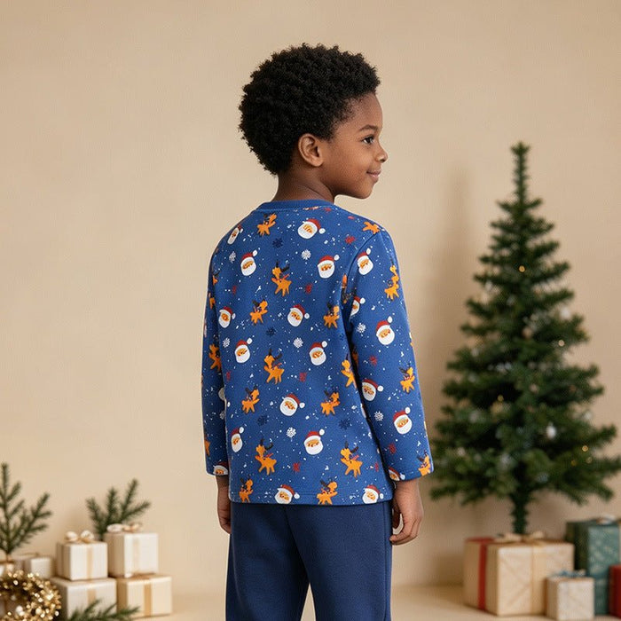 Toddler/Kid Santa Reindeer Snowflake Print Long Sleeve Top