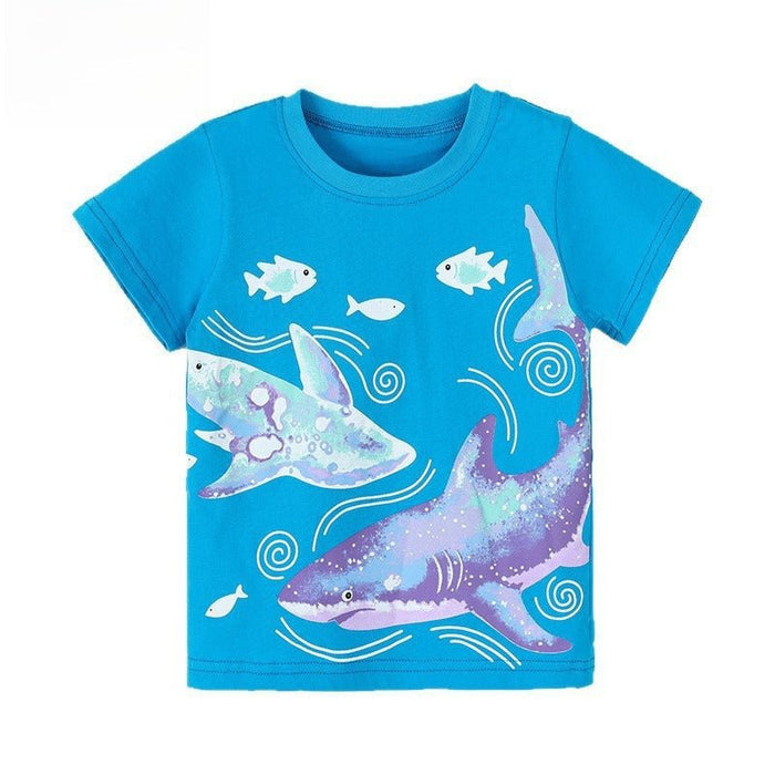 Toddler/Kid Shark Print Bright Blue Tee