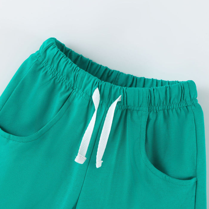 Toddler/Kid White Dino Cotton Top with Matching Shorts Set