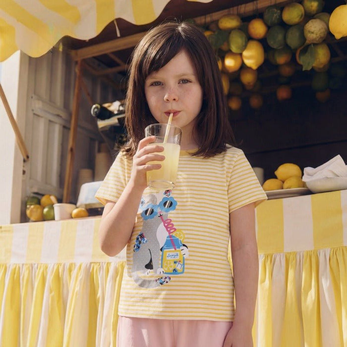 Toddler/Kid Yellow Collar Striped Casual Kids Tee