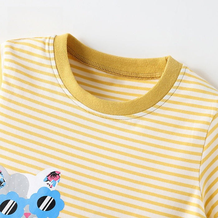 Toddler/Kid Yellow Collar Striped Casual Kids Tee