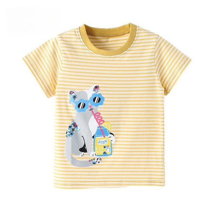 Toddler/Kid Yellow Collar Striped Casual Kids Tee