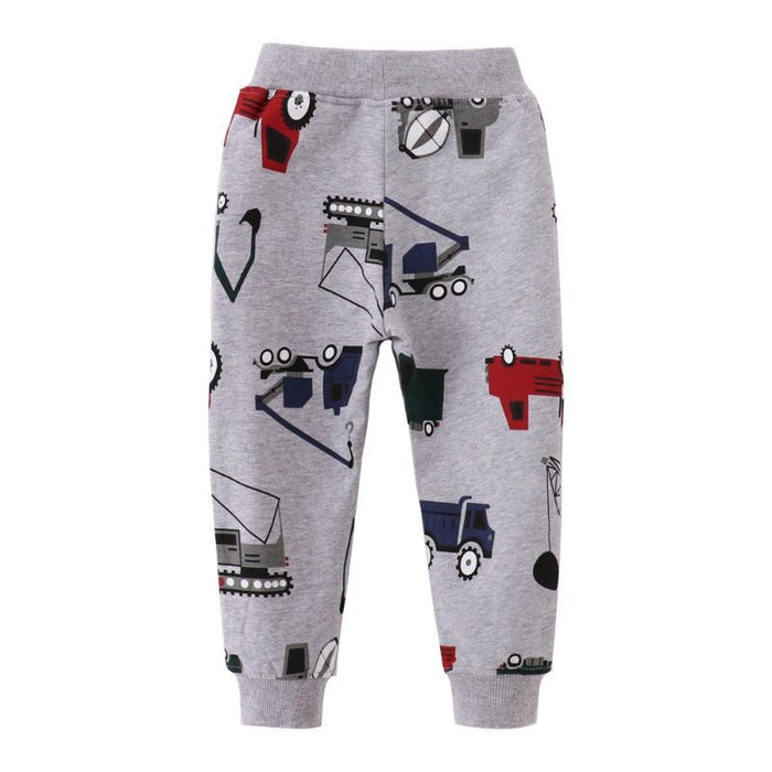 Toddler/Kid's Allover Excavators Print Design Gray Pants