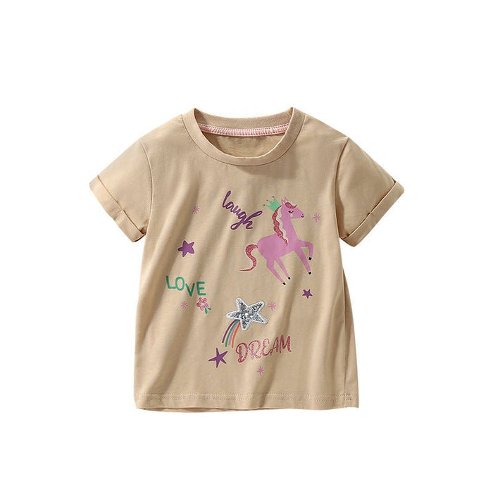 Toddler/Kids Summer Top with "Love Laugh Dream" Unicorn Design