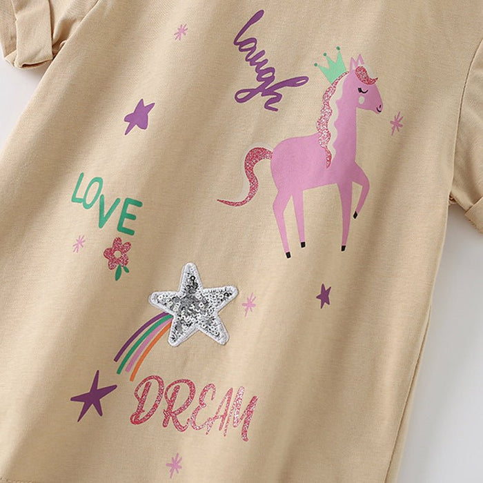 Toddler/Kids Summer Top with "Love Laugh Dream" Unicorn Design