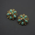Turquoise Earrings, Protein Gemstones, 925 Silver Needles, Flower Earrings, 24K Matte Gold Electroplating Earrings