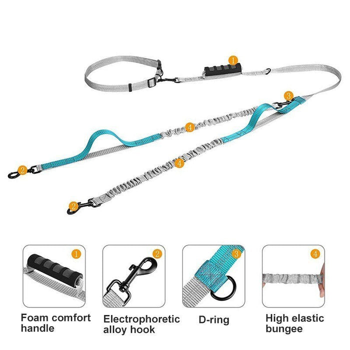 Waist-Belt Double Bungee Dog Leash
