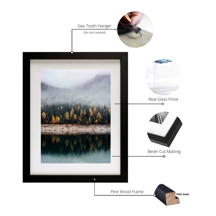 5x11 PIcture Frame Black Wood 5x11 Picture or poster print
