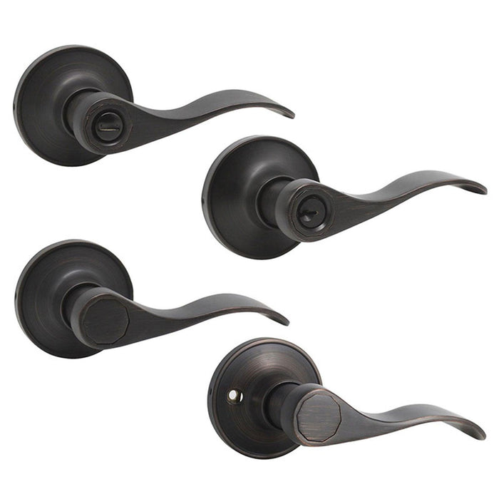 Wave Style Door Handle Keyed Entry/Privacy/Passage/Dummy Door Lock Levers, Oil Rubbed Bronze DL12061ORB - Probrico