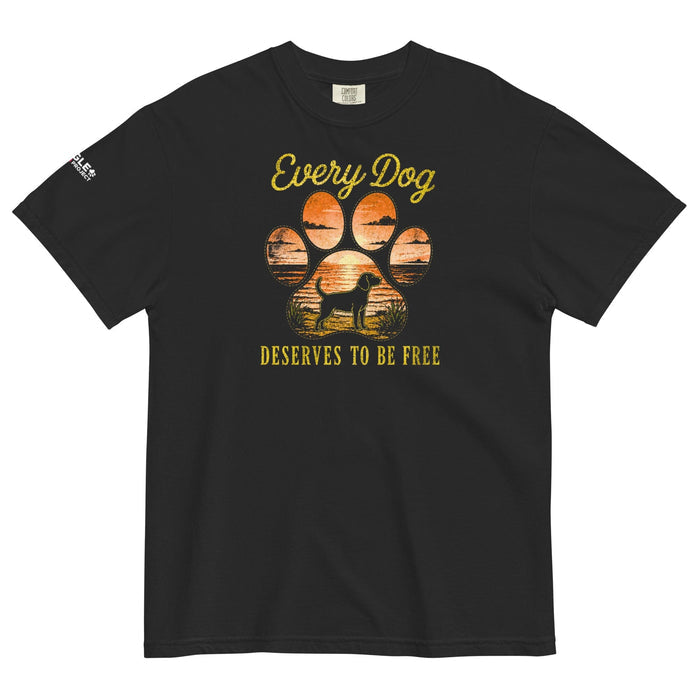 Western Sunset Paw Print Cotton Tee – Pigment-Dyed Unisex