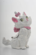 White Cat with Pink Bow Trinket Box