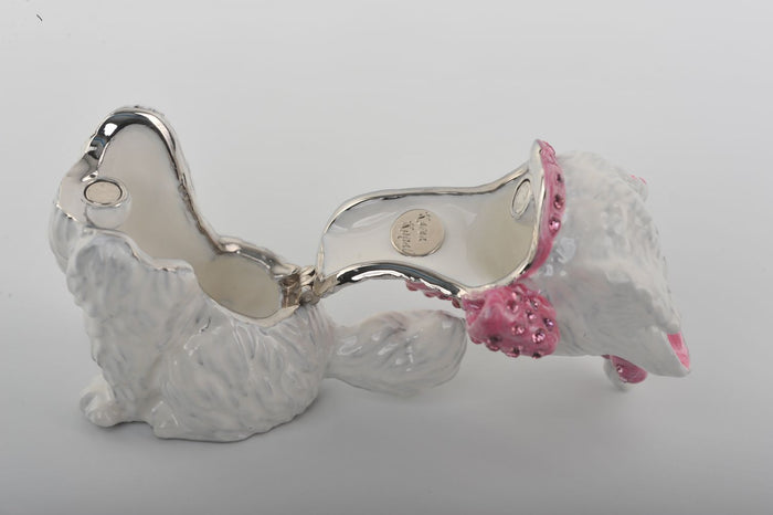 White Cat with Pink Bow Trinket Box