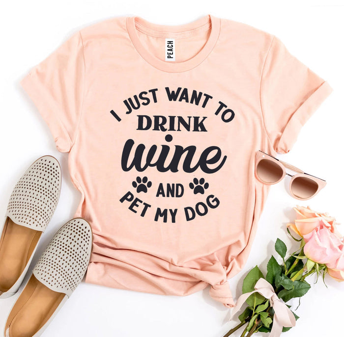 Wine and Pet My Dog Paw Tee