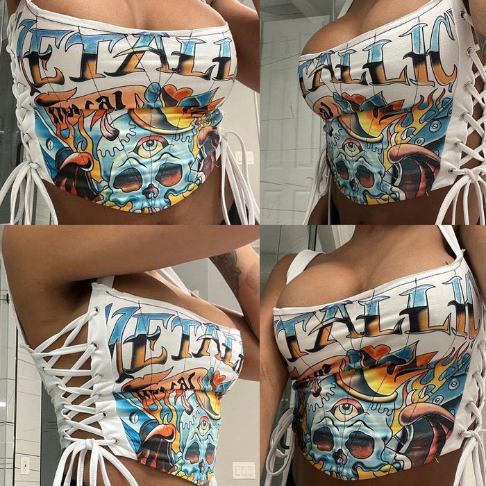 Women's Clothing Printed Vest Summer Spaghetti Strap Lightweight Stretch Underwear
