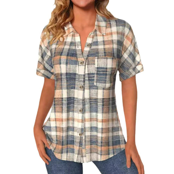 Women's Spring And Summer Women's Clothing Long-sleeved Plaid Shirt